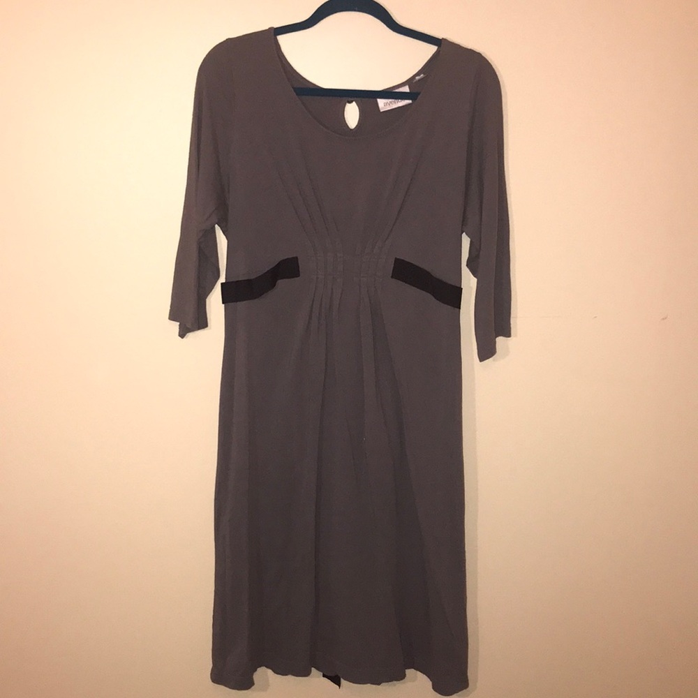 Avenue Gray Dress with Gathered Front